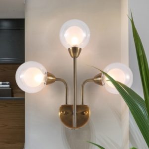 Triple Lights Mini Globe Wall Mount Light Nordic Style Clear Glass .