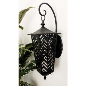 Litton Lane Black Candle Wall-Mounted Lantern 50350 - The Home Dep