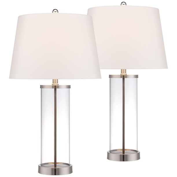 360 Lighting Coastal Table Lamps Set of 2 Clear Glass Fillable .
