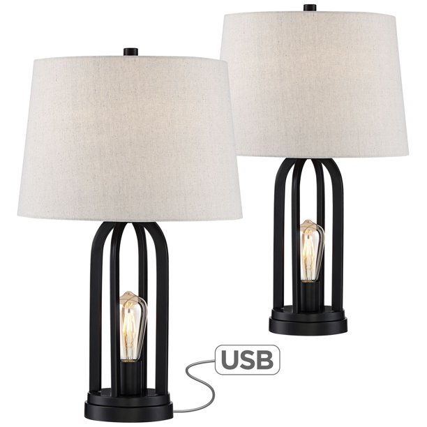 360 Lighting Modern Industrial Table Lamps Set of 2 with .