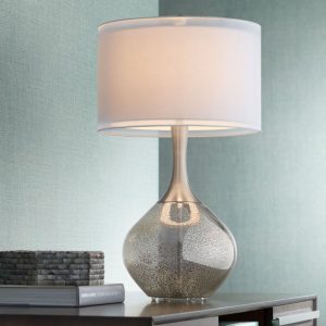 Possini Euro Design Modern Table Lamp Mercury Glass Silver Sheer .