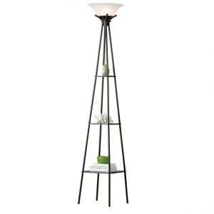 Mainstays 69" Etagere Shelf Floor Lamp, Dark Charcoal Finish .