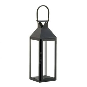 Outdoor Lantern, Black Manhattan Metal Decorative Floor Rustic .