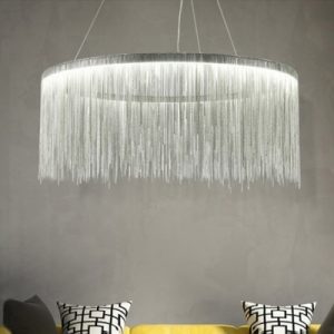 New Post-Modern Gold Fringe LED Pendant Light Designers Metal 24W .