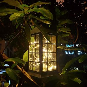 Solar Outdoor Lantern, Waterproof Hanging Solar Lantern with 30 .