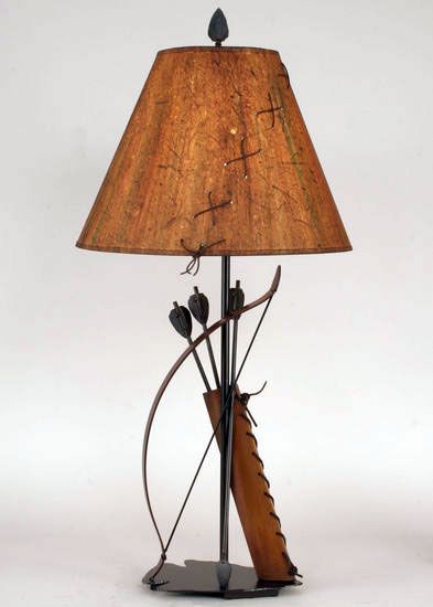 Iron Bow and Arrow with Quiver Table Lamp - Western Decor - Cabin .
