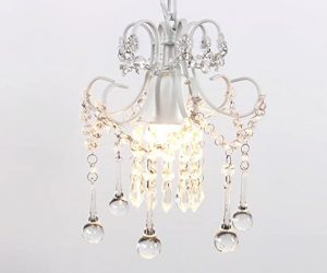 Mini Style Crystal Chandelier Pendant Light White, 1-Light .