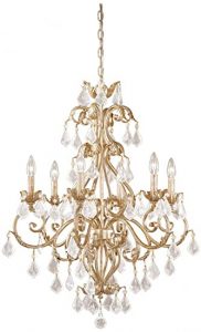 Vaxcel NCCHU006GW USA 6 Light Crystal Chandelier Lighting Fixture .