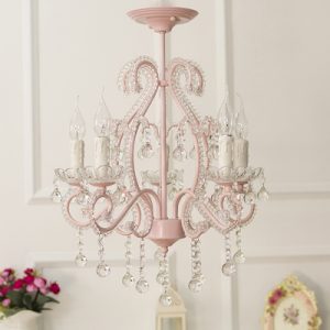 Girls Crystal Chandelier Pink/White Modern Chandelier Candle .