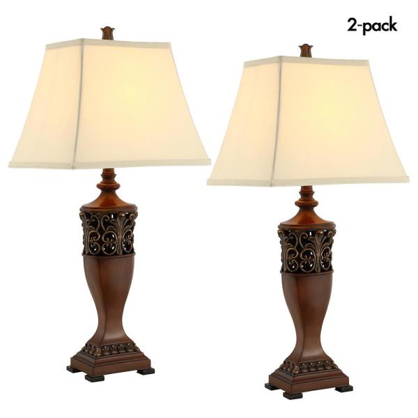 CASAINC 30 in. White Traditional Table Lamps Set of 2 Two Leaf .