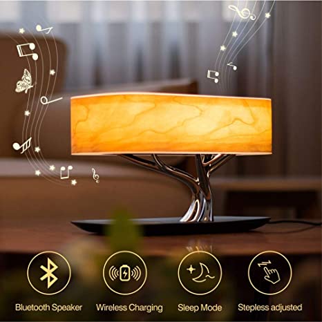 ZEEFO Bedside Table Lamp Built-in Bluetooth Speaker and Wireless .