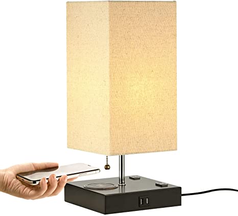 Table Lamp with Wireless Charger and 2 USB Charging Ports and 2 .