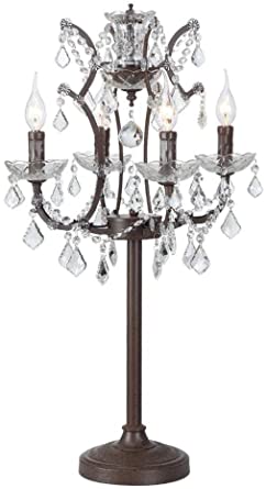 4 Light Wrought Iron French Royal Crystal Table Bedroom Lamps .