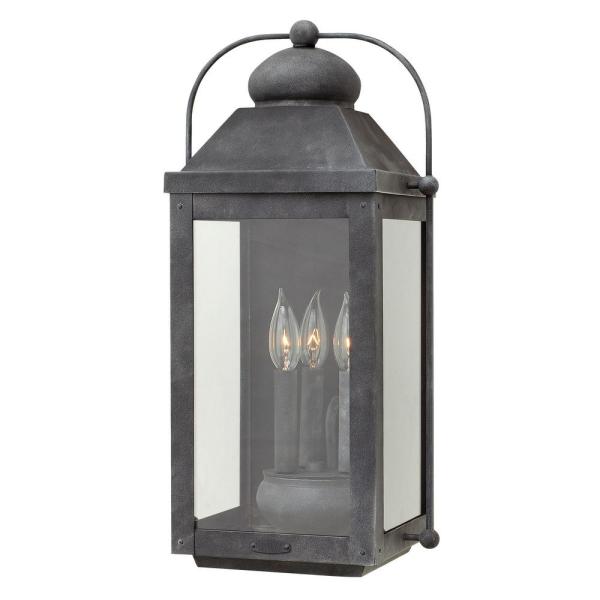 Hinkley Lighting Anchorage Large 3-Light Aged Zinc Outdoor Wall .