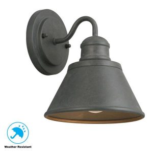 Hampton Bay 1-Light Zinc Outdoor Wall Barn Light Sconce Lantern .