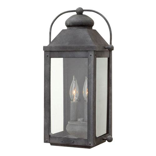Hinkley Anchorage Aged Zinc Two Light Outdoor Wall Sconce 1854dz .