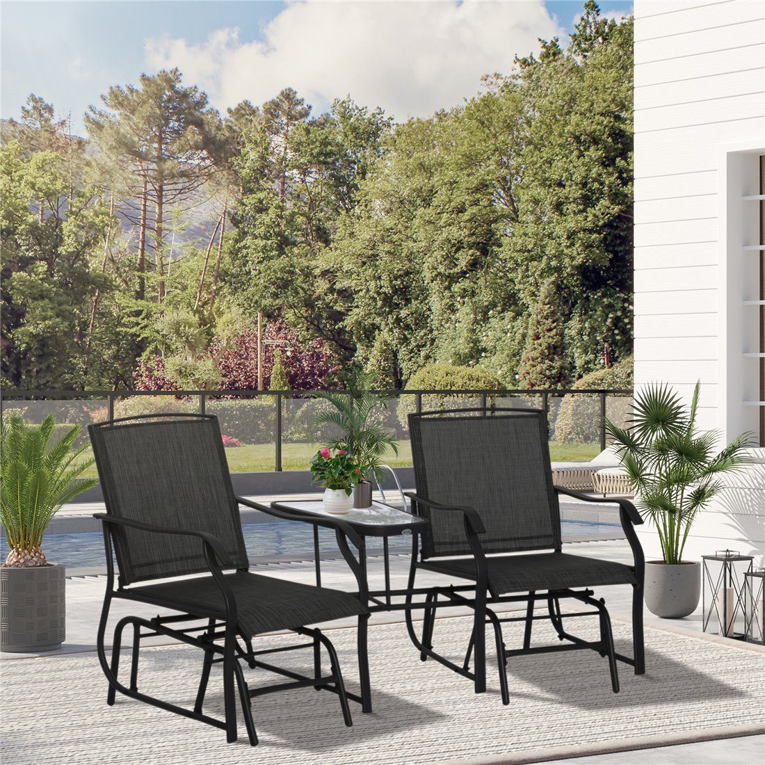 Double Seat Glider Benches for Relaxing Outdoor Comfort