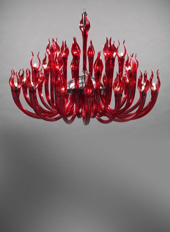 Modern Red Chandelier Adds Elegance to Any Space