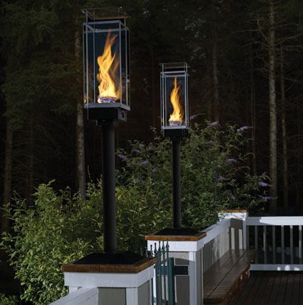 Outdoor Gas Lanterns Illuminate the Night Sky