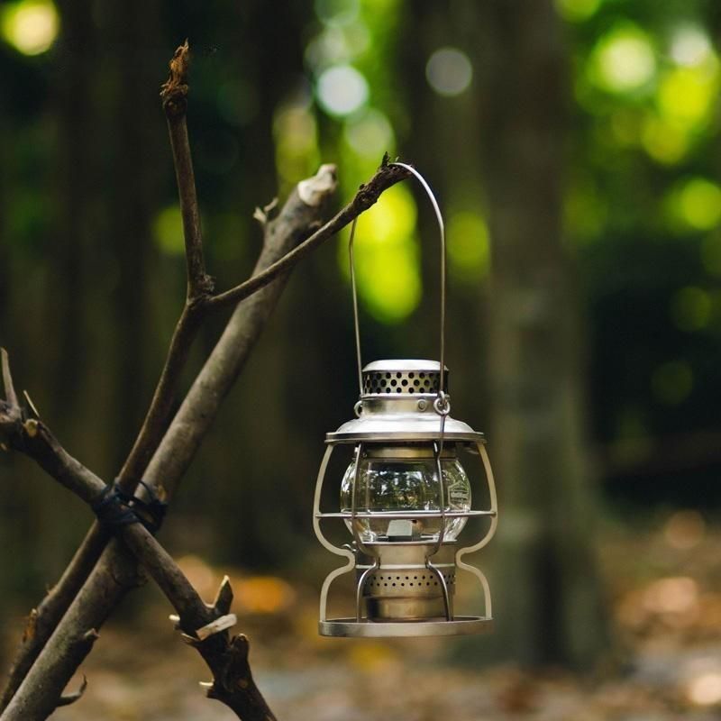 Outdoor Railroad Lanterns Illuminate the Night