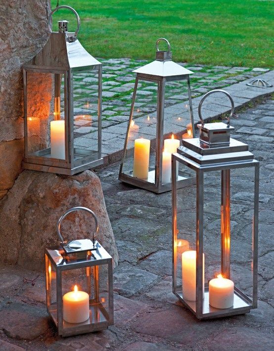Silver Outdoor Lanterns Illuminate Outdoor Spaces